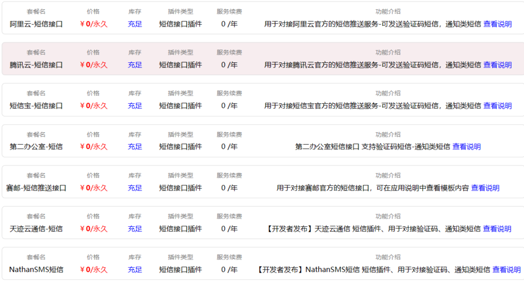 乐众IDC插件中心-短信插件